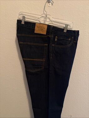 Abercrombie & Fitch Men's Dark Indigo Slim Straight Jeans